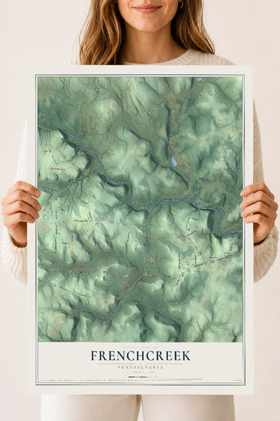 Map of Frenchcreek, Pennsylvania, 18 x 24 inch unframed archival matte print