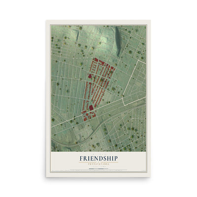 Map of Friendship, Pennsylvania, 12 x 18 inch unframed archival matte print
