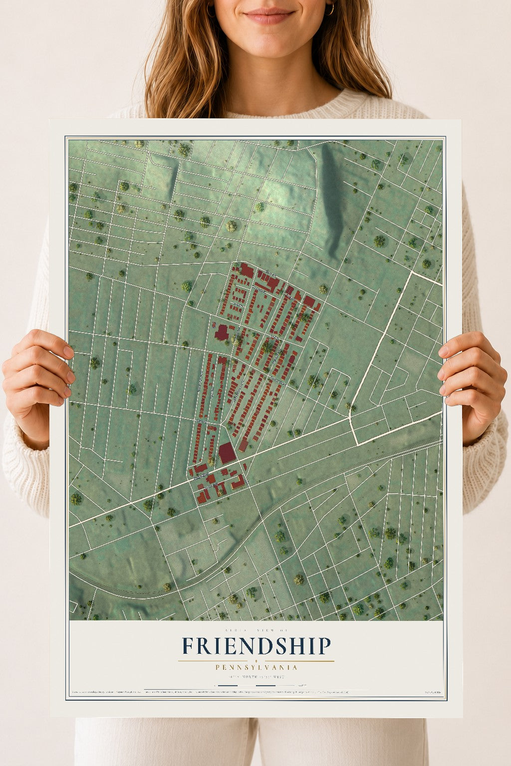 Map of Friendship, Pennsylvania, 18 x 24 inch unframed archival matte print