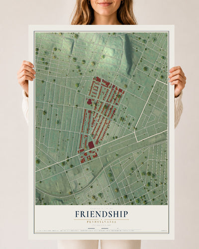 Map of Friendship, Pennsylvania, 24 x 36 inch unframed archival matte print