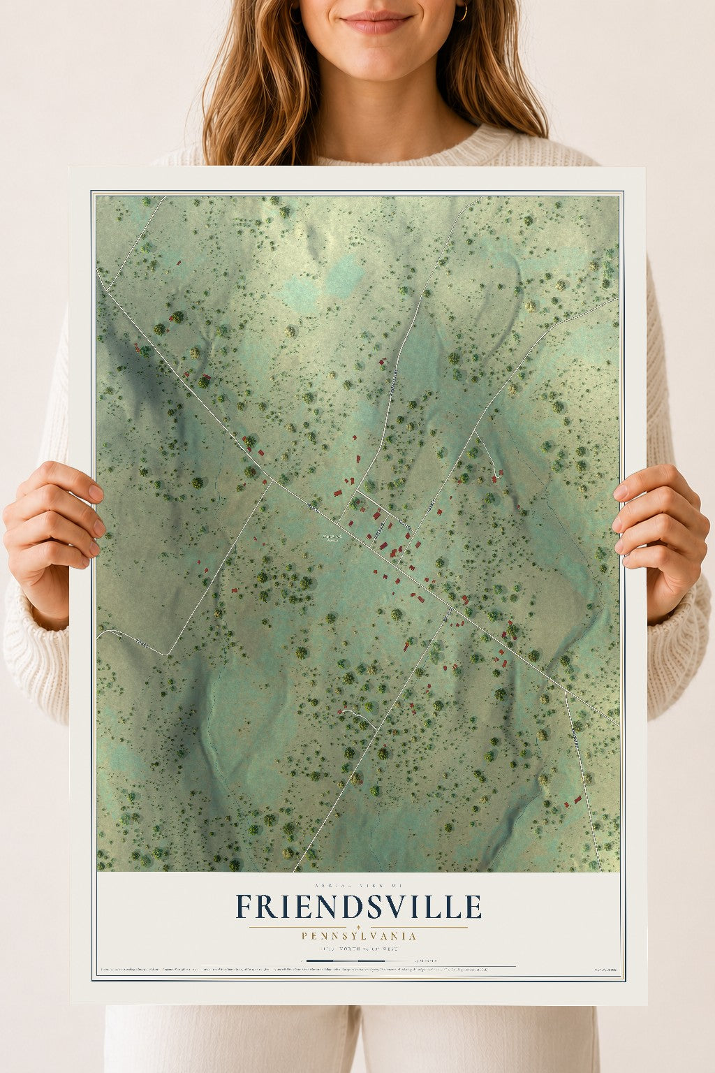 Map of Friendsville, Pennsylvania, 18 x 24 inch unframed archival matte print