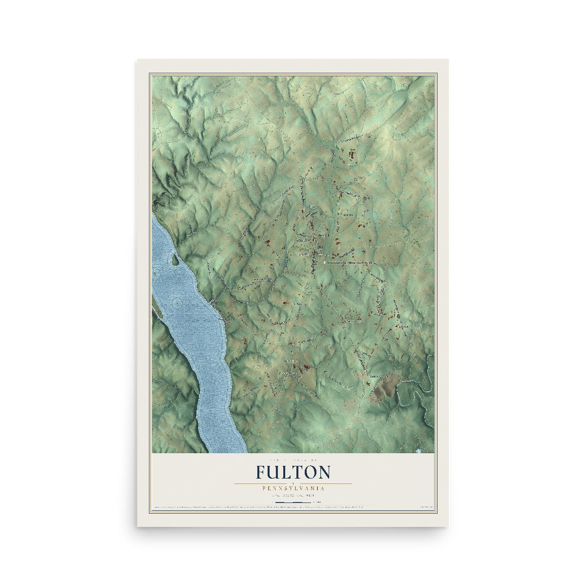 Map of Fulton, Pennsylvania, 12 x 18 inch unframed archival matte print