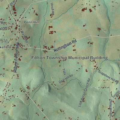 Second close-up of the map of Fulton, Pennsylvania print showing more streets and buildings