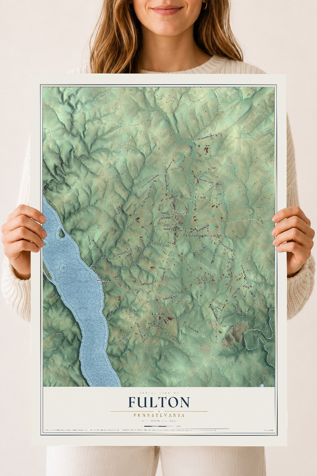 Map of Fulton, Pennsylvania, 18 x 24 inch unframed archival matte print