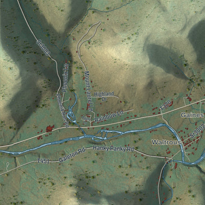 Second close-up of the map of Gaines, Pennsylvania print showing more streets and buildings