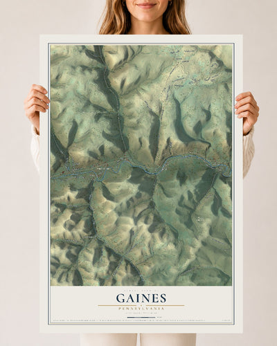 Map of Gaines, Pennsylvania, 24 x 36 inch unframed archival matte print