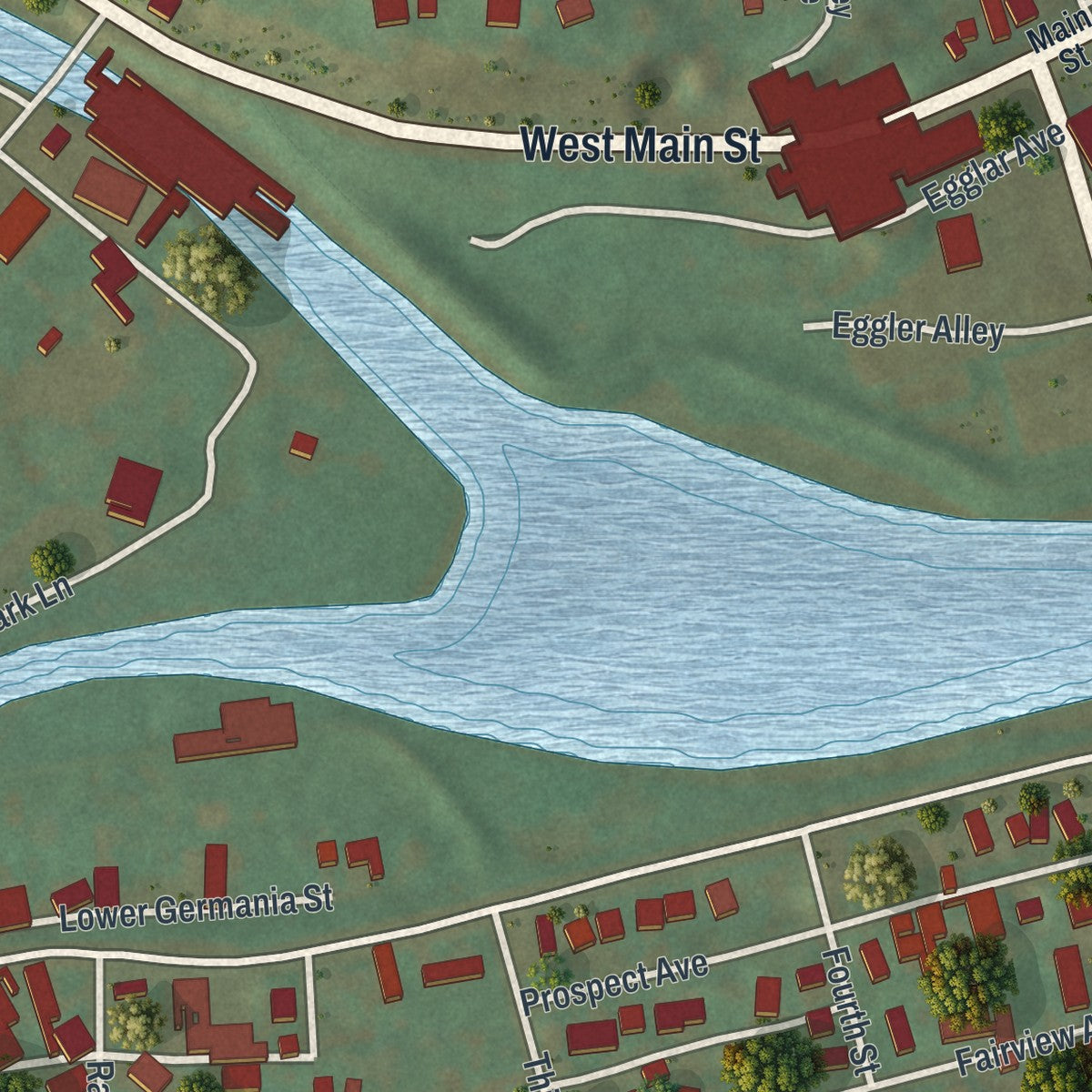 Close-up of the map of Galeton, Pennsylvania print showing street and building detail
