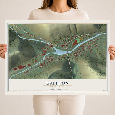Map of Galeton, Pennsylvania, 18 x 24 inch unframed archival matte print