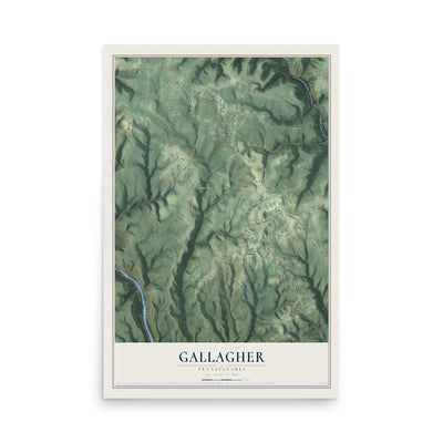 Map of Gallagher, Pennsylvania, 12 x 18 inch unframed archival matte print