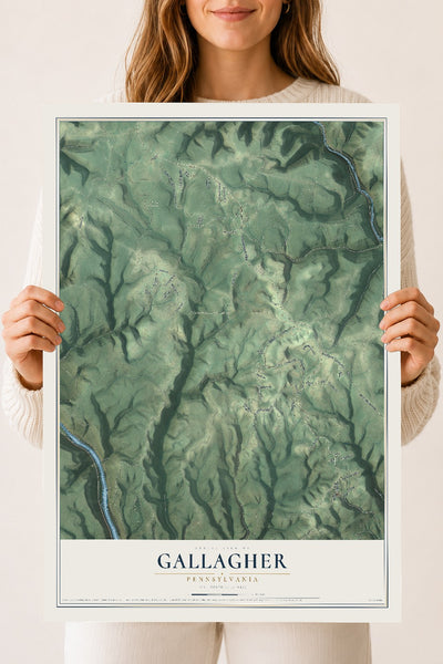 Map of Gallagher, Pennsylvania, 18 x 24 inch unframed archival matte print