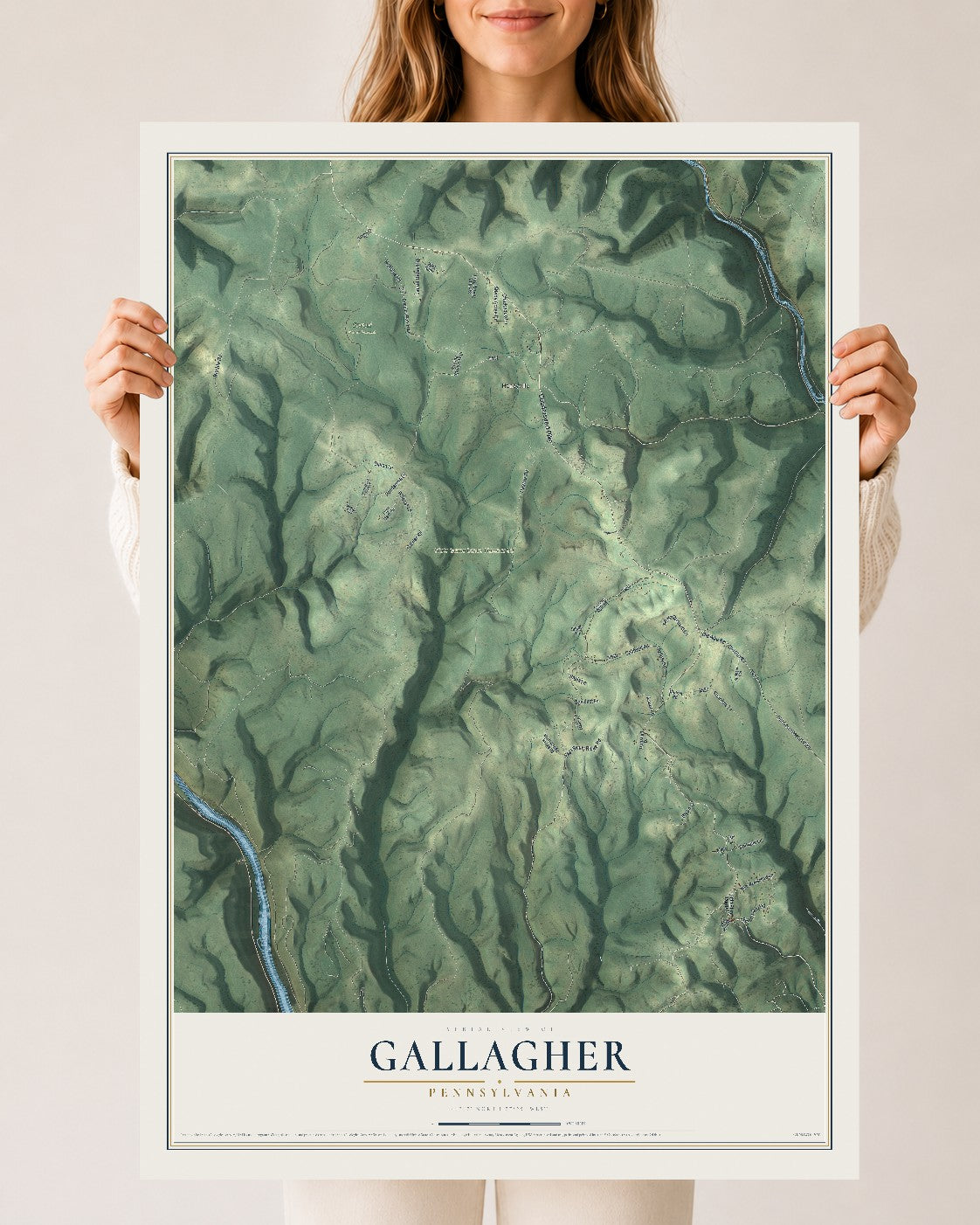 Map of Gallagher, Pennsylvania, 24 x 36 inch unframed archival matte print