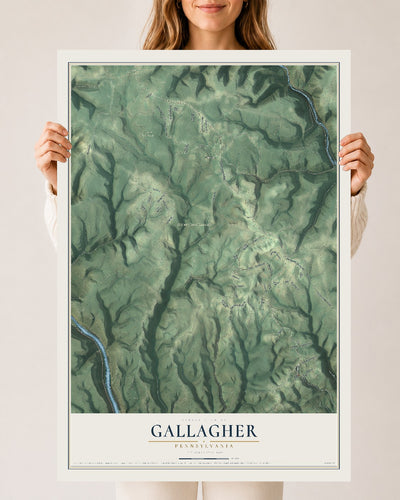 Map of Gallagher, Pennsylvania, 24 x 36 inch unframed archival matte print
