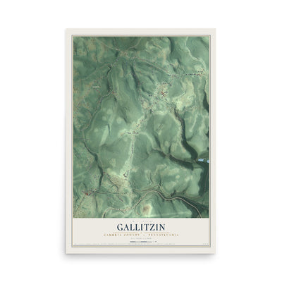 Map of Gallitzin, Cambria County, Pennsylvania, 12 x 18 inch unframed archival matte print