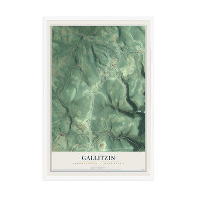 Map of Gallitzin, Cambria County, Pennsylvania, 12 x 18 inch print in a white wood frame