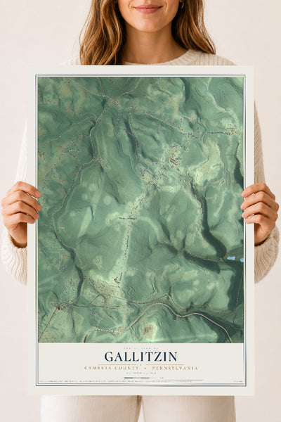 Map of Gallitzin, Cambria County, Pennsylvania, 18 x 24 inch unframed archival matte print