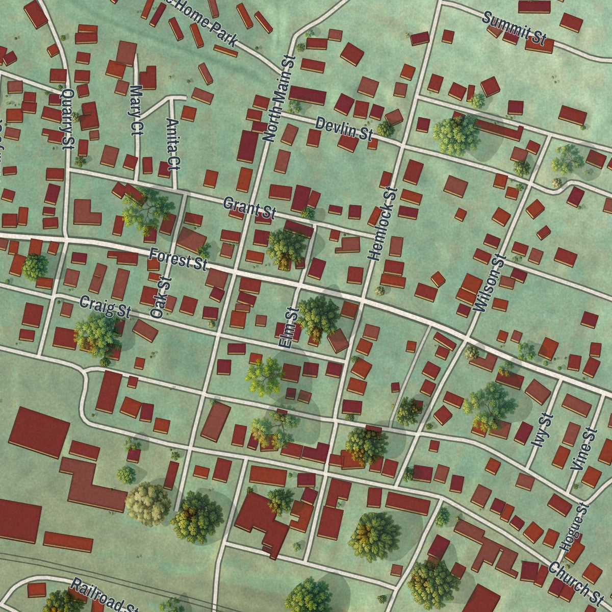 Close-up of the map of the Borough of Gallitzin, Cambria County, Pennsylvania print showing street and building detail