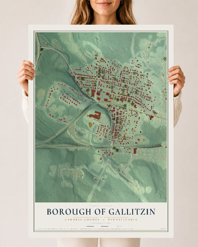 Map of the Borough of Gallitzin, Cambria County, Pennsylvania, 24 x 36 inch unframed archival matte print