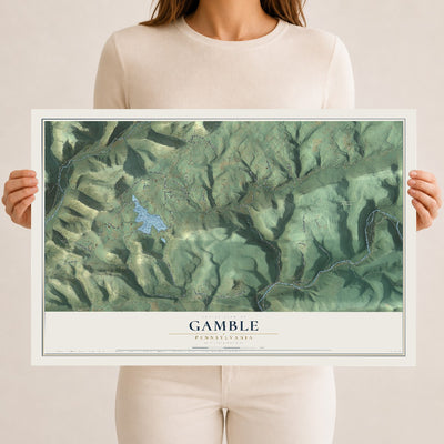 Map of Gamble, Pennsylvania, 12 x 18 inch unframed archival matte print