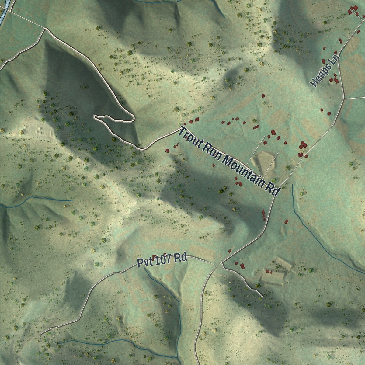 Second close-up of the map of Gamble, Pennsylvania print showing more streets and buildings