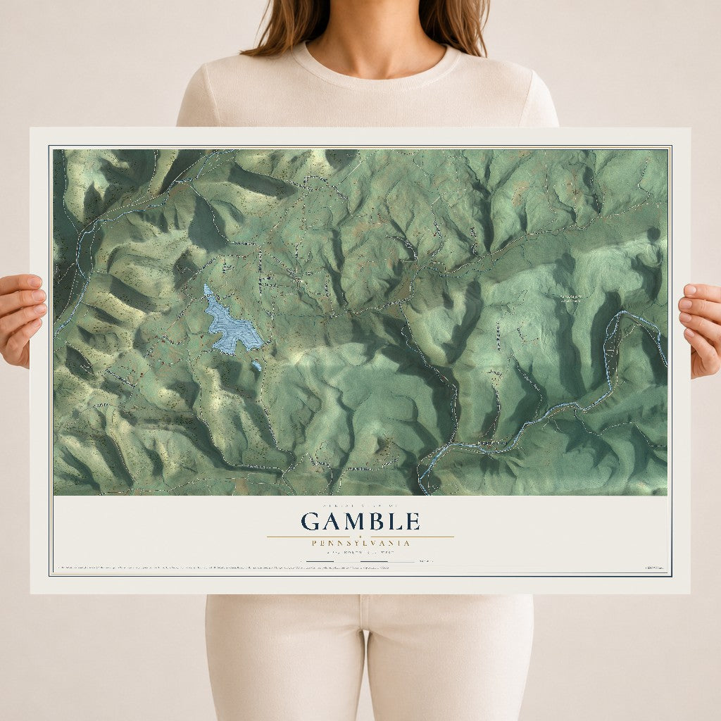 Map of Gamble, Pennsylvania, 18 x 24 inch unframed archival matte print