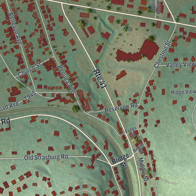 Close-up of the map of Gap, Pennsylvania print showing street and building detail