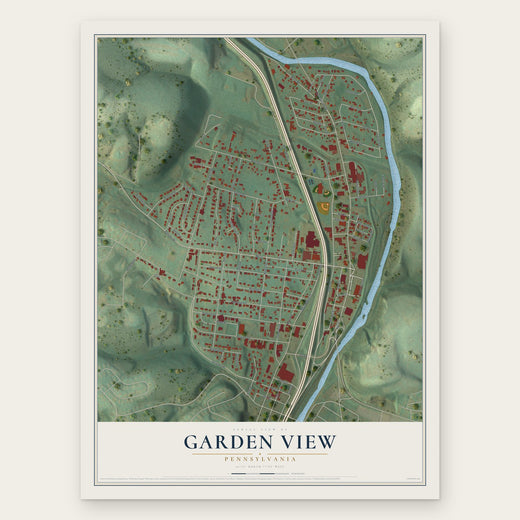 Garden View, Pennsylvania map print, the full design