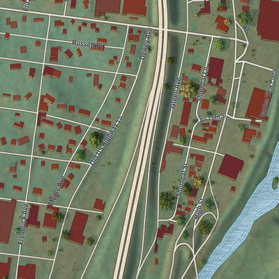 Close-up of the map of Garden View, Pennsylvania print showing street and building detail