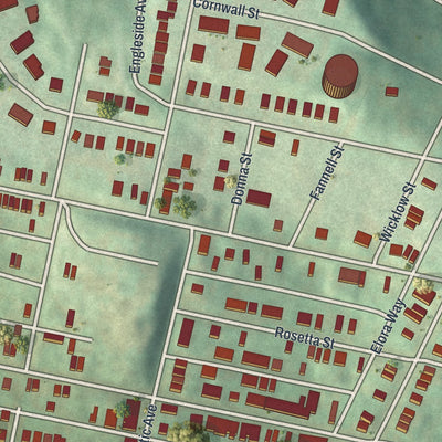 Close-up of the map of Garfield, Pennsylvania print showing street and building detail
