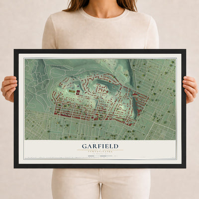 Map of Garfield, Pennsylvania, 12 x 18 inch print in a black wood frame