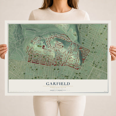 Map of Garfield, Pennsylvania, 18 x 24 inch unframed archival matte print