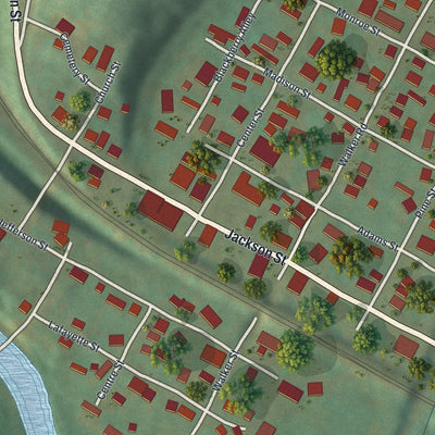 Close-up of the map of Garrett, Pennsylvania print showing street and building detail