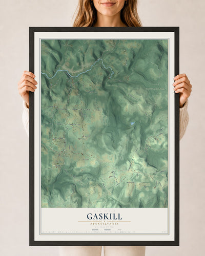 Map of Gaskill, Pennsylvania, 24 x 36 inch print in a black wood frame