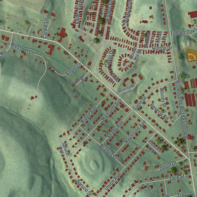 Close-up of the map of Gastonville, Pennsylvania print showing street and building detail