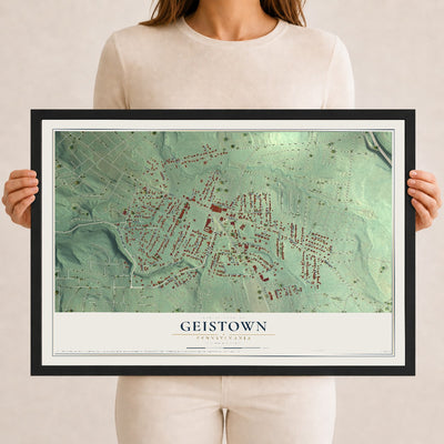Map of Geistown, Pennsylvania, 12 x 18 inch print in a black wood frame