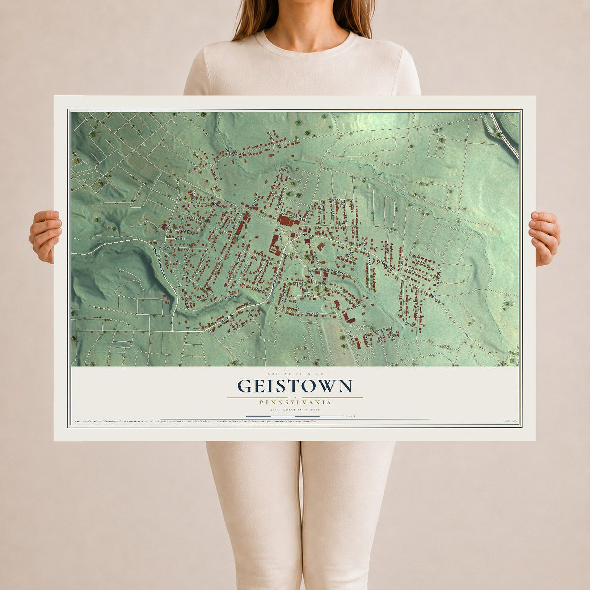 Map of Geistown, Pennsylvania, 24 x 36 inch unframed archival matte print