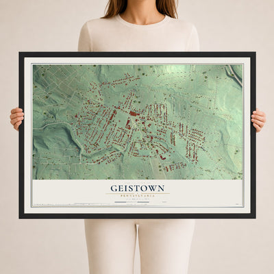 Map of Geistown, Pennsylvania, 24 x 36 inch print in a black wood frame