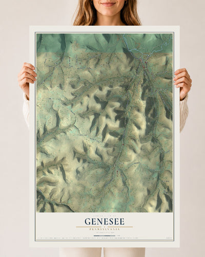 Map of Genesee, Pennsylvania, 24 x 36 inch unframed archival matte print
