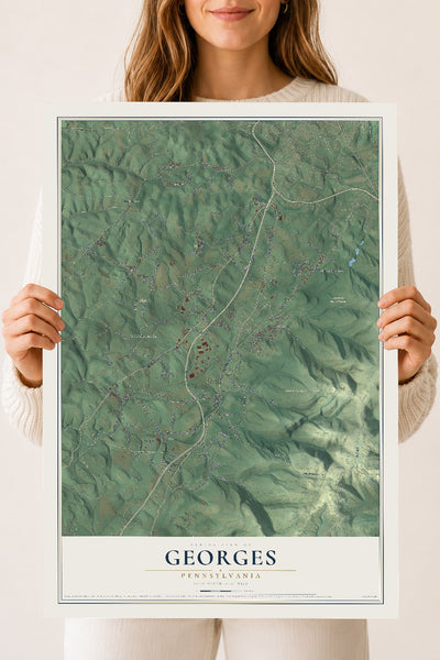 Map of Georges, Pennsylvania, 18 x 24 inch unframed archival matte print