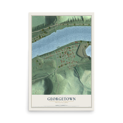 Map of Georgetown, Pennsylvania, 12 x 18 inch unframed archival matte print
