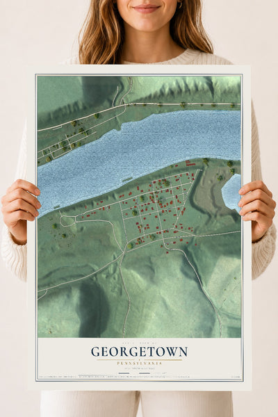 Map of Georgetown, Pennsylvania, 18 x 24 inch unframed archival matte print