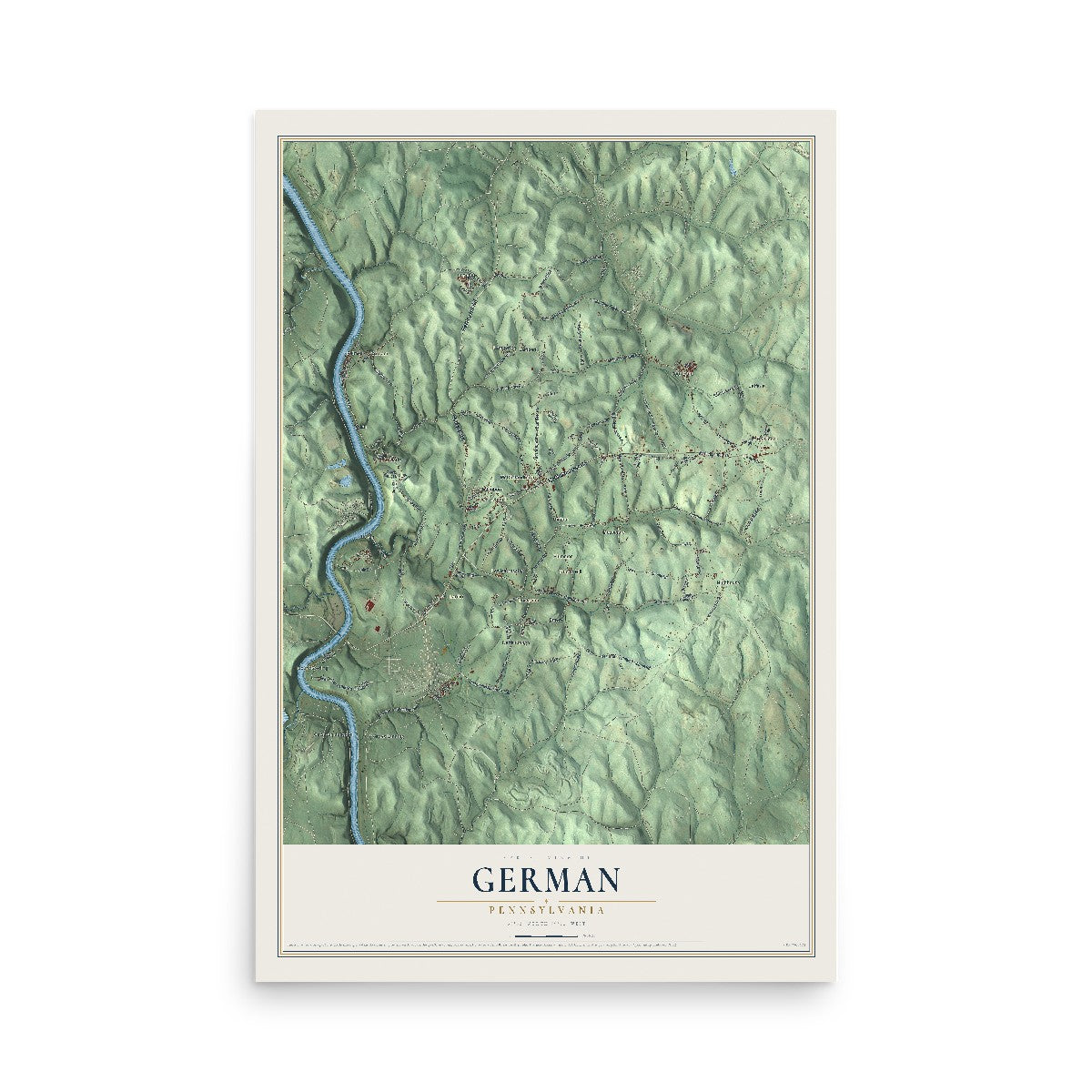 Map of German, Pennsylvania, 12 x 18 inch unframed archival matte print