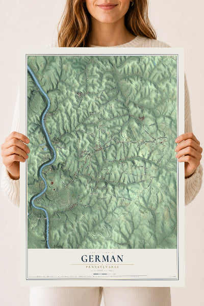 Map of German, Pennsylvania, 18 x 24 inch unframed archival matte print