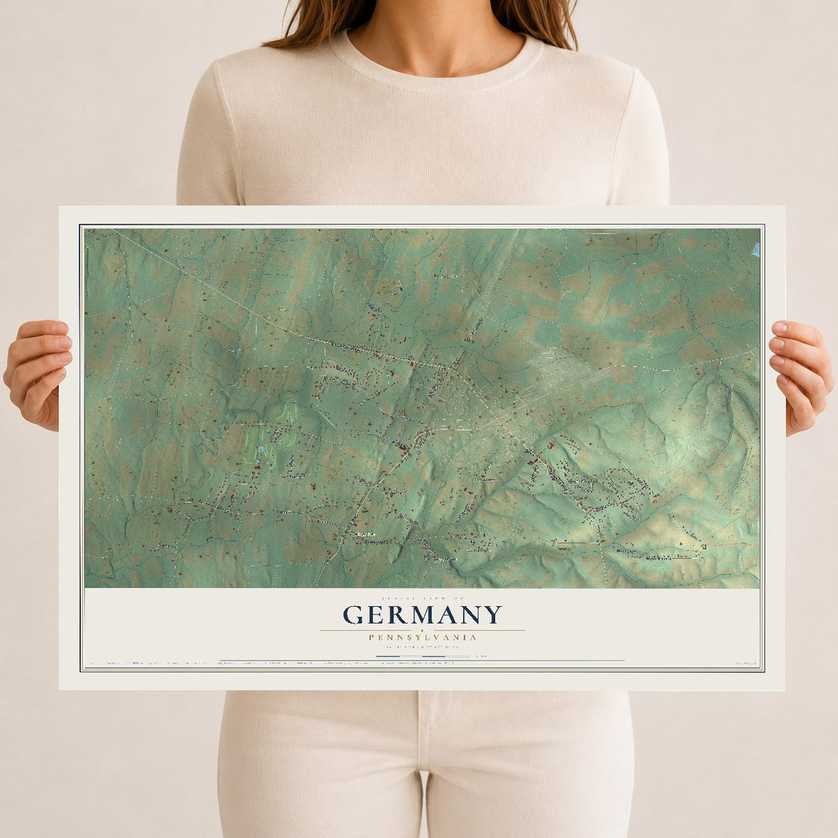 Map of Germany, Pennsylvania, 12 x 18 inch unframed archival matte print