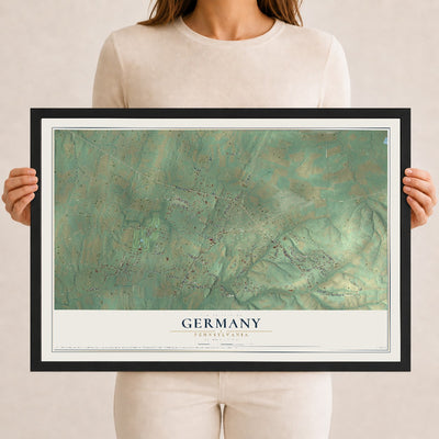 Map of Germany, Pennsylvania, 12 x 18 inch print in a black wood frame