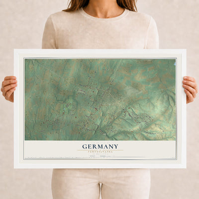 Map of Germany, Pennsylvania, 12 x 18 inch print in a white wood frame