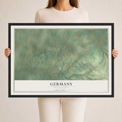 Map of Germany, Pennsylvania, 24 x 36 inch print in a black wood frame
