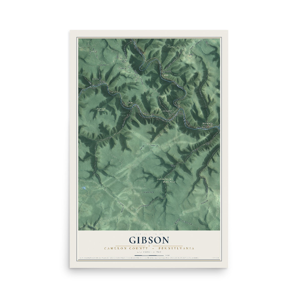 Map of Gibson, Cameron County, Pennsylvania, 12 x 18 inch unframed archival matte print