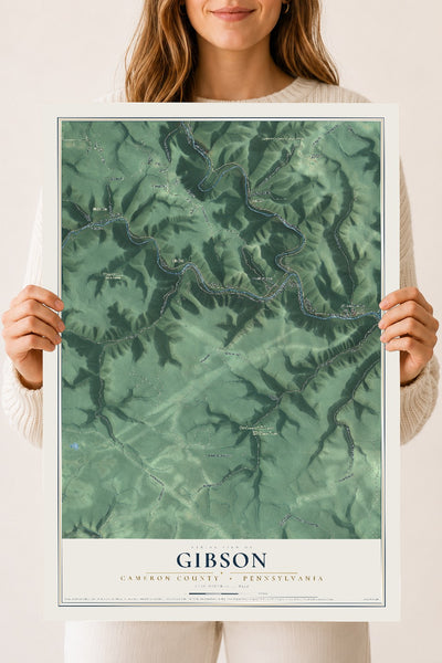 Map of Gibson, Cameron County, Pennsylvania, 18 x 24 inch unframed archival matte print