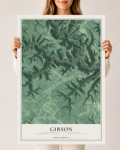 Map of Gibson, Cameron County, Pennsylvania, 24 x 36 inch unframed archival matte print