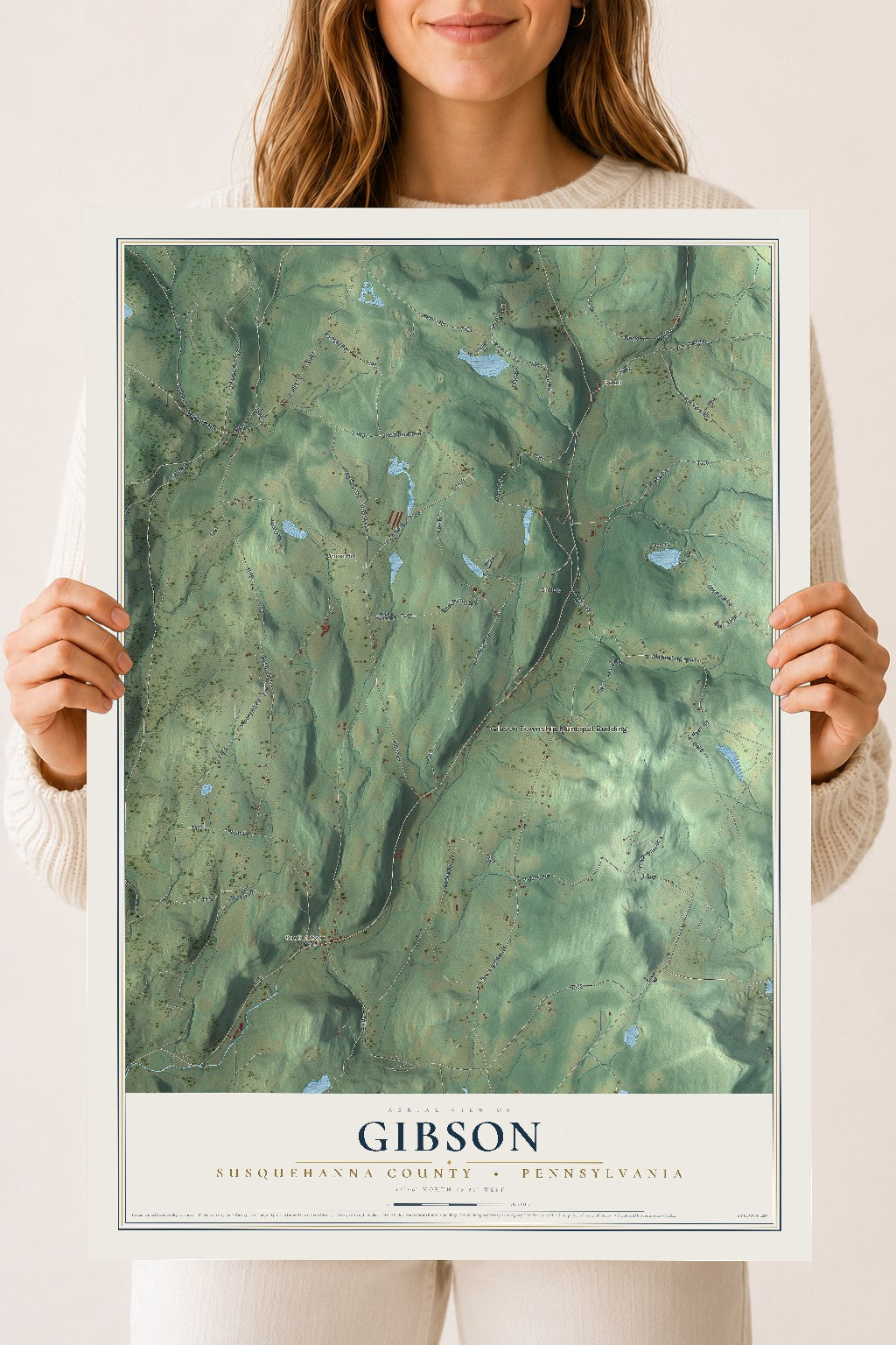 Map of Gibson, Susquehanna County, Pennsylvania, 18 x 24 inch unframed archival matte print